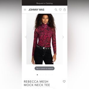 Johnny Was Rebecca Roses Mesh Mockneck Top